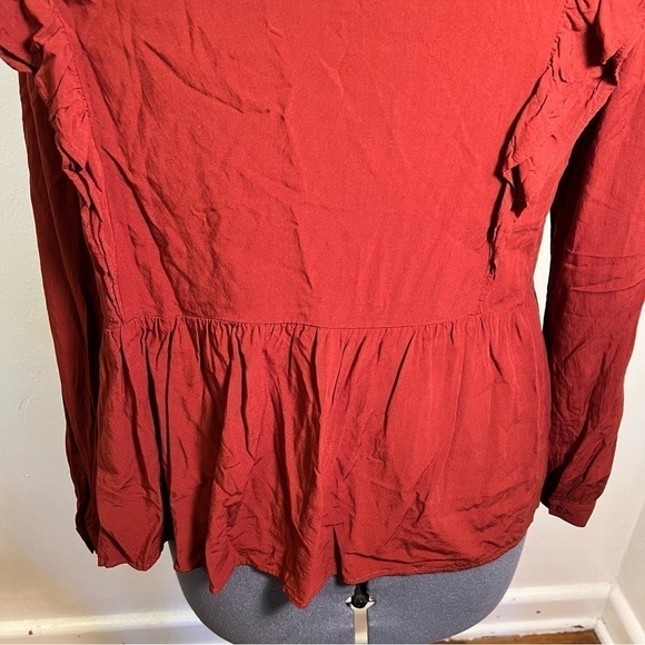 Loft Wild Currant Ruffle-Sleeve Peplum Top - Picture 10 of 12